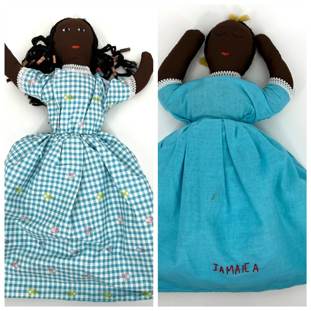 Vintage Jamaica Topsy Turvy Rag Doll Two Dolls in One 15"